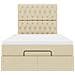 Struttura Letto Pouf con Materasso Crema 120x200 cm in Tessuto - Foto miniatura 6