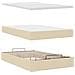 Struttura Letto Pouf con Materasso Crema 120x200 cm in Tessuto - Foto miniatura 7