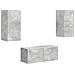 Set mobile TV 2 pcs Grigio cemento Legno multistrato - Foto miniatura 1