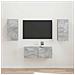 Set mobile TV 2 pcs Grigio cemento Legno multistrato - Foto miniatura 2