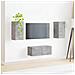 Set mobile TV 2 pcs Grigio cemento Legno multistrato - Foto miniatura 4
