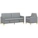 Set di Divani con Storage 2 pcs Grigio Chiaro Poliestere - Foto miniatura 1