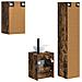 Set di mobili per il bagno 3 pz Rovere Fumo 33 x 34,5 x 160 cm - Foto miniatura 3
