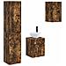 Set di mobili per il bagno 3 pz Rovere Fumo 33 x 34,5 x 160 cm - Foto miniatura 1