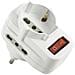 71033 Adattatore Triplo Con Spina Rotante E Interruttore Spina 16a 2 Prese Bivalenti 10/16a A Presa Universale Schuko 10/16a Bianco - Foto miniatura 1