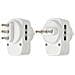71033 Adattatore Triplo Con Spina Rotante E Interruttore Spina 16a 2 Prese Bivalenti 10/16a A Presa Universale Schuko 10/16a Bianco - Foto miniatura 2