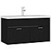 Mobile con Lavabo Integrato Nero in Legno Multistrato - Foto miniatura 2