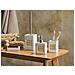 Set Accessori Bagno Ceramica Beige E Legno Chiaro Kourou - Foto miniatura 1