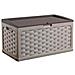 Cassapanca Baule Da Esterno In Resina Con Seduta Rattan Antracite Con Rotelle - Foto miniatura 3