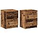 Comodini 2 Pz Con 2 Cassetti Legno Antico 40x36x50 Cm - Foto miniatura 2