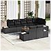 Set divano da giardino 9 pezzi con cuscini Nero Polyrattan Acacia - Foto miniatura 2