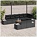 Set divano da giardino 9 pezzi con cuscini Nero Polyrattan Acacia - Foto miniatura 3