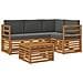 Set di divani da esterno con cuscino 5 pcs Naturale e Antracite - Foto miniatura 1