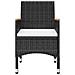 Set da Bistrot per Giardino 3 pz in Polyrattan e Acacia Nero - Foto miniatura 6