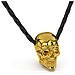 Collana da Uomo in Vera Pelle, ""Skull"", 50cm, Oro - Foto miniatura 1
