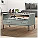 Tavolino Gambe Metallo Grigio 85x50x45 Cm Legno Massello Oslo - Foto miniatura 1