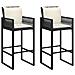 Set Bar da Giardino 3 pz con Cuscini Nero in Polyrattan Acacia - Foto miniatura 5