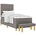 Letto con box spring e panca tortora 90x190 cm in tessuto - Foto miniatura 1