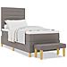 Letto con box spring e panca tortora 90x190 cm in tessuto - Foto miniatura 4