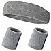 Set Fascia E Polsini Sportivi - Traspirante, Assorbi-sudore E Confortevole Grey - Foto miniatura 1