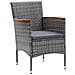 Set Bistrot Giardino 3 pz Polyrattan e Vetro Temperato Grigio - Foto miniatura 1