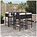 Set Bar Da Giardino 5 Pz Con Cuscini In Polyrattan Nero - Foto miniatura 1