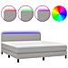 Letto A Molle Materasso E Led Grigio Chiaro 160x200 Cm Tessuto - Foto miniatura 1