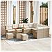 Set di divani da giardino da 12 pezzi con cuscini Beige Polyrattan Acacia,  Set da pranzo da giardino da 3 pezzi con cuscini Beige Polyrattan Acacia,  Divano da giardino per 2 persone con cuscini Beige Polyrattan - Foto miniatura 2