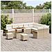 Set di divani da giardino da 12 pezzi con cuscini Beige Polyrattan Acacia,  Set da pranzo da giardino da 3 pezzi con cuscini Beige Polyrattan Acacia,  Divano da giardino per 2 persone con cuscini Beige Polyrattan - Foto miniatura 3