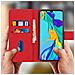 Custodia Huawei P30 Portacarte Funzione Supporto Cover Silicone Rosso - Foto miniatura 2