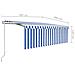 Tenda Automatica Parasole Sensore Vento E Led 4x3m Blu E Bianca - Foto miniatura 3