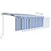 Tenda Automatica Parasole Sensore Vento E Led 4x3m Blu E Bianca - Foto miniatura 5