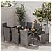 Set Da Pranzo Da Giardino 9 Pz Con Cuscini In Polyrattan Grigio - Foto miniatura 1