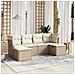 Set Divano da Giardino 6 pz con Cuscini Beige in Polyrattan - Foto miniatura 2
