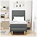Letto a Box Spring con Materasso e Panchina Grigio Scuro 90x200 cm Tessuto - Foto miniatura 5