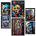 Set Di 6 Stampe Pittura Decorativa Graffiti Street Art Colorata Frida Einstein Teresa Jackson Incorniciata Con Illustrazioni A3 & A4 Cornice Nera - Foto miniatura 1