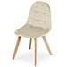 Sedia da pranzo NUUC in velluto beige con gambe in legno di faggio x1 - Foto miniatura 3