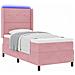 Letto a molle con materasso con led Rosa 100 x 200 cm Velluto - Foto miniatura 1