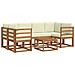 Set di divani da esterno con cuscino 7 pcs Naturale e Crema - Foto miniatura 1