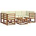 Set di divani da esterno con cuscino 7 pcs Naturale e Crema - Foto miniatura 3