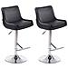 Set 2 Sgabelli Bancone Imbottiti Club in Similpelle - Coppia Sedie Alte Cucina con Schienale e Poggiapiedi, Altezza Regolabile 67-87 cm Nero - Foto miniatura 1