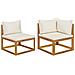 Set Divani da Giardino 2 pz con Cuscini Bianco Crema in Acacia - Foto miniatura 1