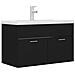 Mobile con Lavabo Integrato Nero in Legno Multistrato - Foto miniatura 2