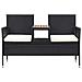 Panca da Giardino a 2 Posti con Tavolino 143 cm Polyrattan Nero - Foto miniatura 2