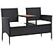Panca da Giardino a 2 Posti con Tavolino 143 cm Polyrattan Nero - Foto miniatura 1