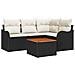 Set Divano da Giardino 5 Pezzi con Cuscini Nero Polyrattan Acacia,  Divano da Giardino 2 Posti con Storage&Cuscini Nero Polyrattan - Foto miniatura 1