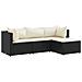 Set Divani da Giardino 4 pz con Cuscini Nero in Polyrattan - Foto miniatura 1