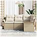 Set Divano da Giardino con cuscino 4 pcs Beige Poly Rattan - Foto miniatura 3