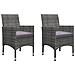 Set Bistrot Giardino 3 pz Polyrattan e Vetro Temperato Grigio - Foto miniatura 3