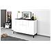 Credenza Giorgio, Madia Da Cucina A 3 Ante E 1 Cassetto, Buffet Da Soggiorno, Madia Da Cucina, 100% Made In Italy, Cm 120x40h82, Bianco Lucido E Ardesia - Foto miniatura 1